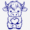 Beautiful Sitting Highland Cow Vector Image - DXF