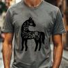 Elegant Floral Horse Illustration A detailed illustration of a horse in full body view with floral patterns.