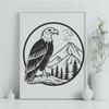 Unique Perched Bird Printable Artwork - SVG