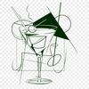 A stylized illustration of a cocktail served in a glass, suitable for digital applications and cutting machines.