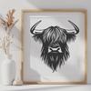 Highland Cow Digital Art In SVG, PNG, PDF And DXF Formats