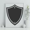 Stylized Defensive Emblem in Smooth Vector Design A stylized shield with a rounded shape and smooth edges.