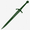 A medieval-style sword with a curved blade and intricately designed hilt.