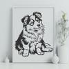 Artistic Sitting Shetland Sheepdog Illustration