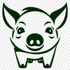 Pig Stencil In SVG, PNG, PDF And DXF File Formats