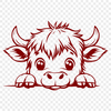 Peeking Cow Digital Art - DXF Free Download