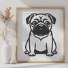 Unique Pug Digital Drawing In DXF For Free Download