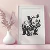 African Wildlife Illustration An illustration of a rhino in a natural habitat, suitable for use as clip art.