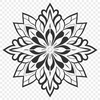 A delicate 2D illustration of a symmetrical snowflake with intricate details.