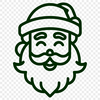 A simple line drawing illustration of Santa Claus's head in a festive Christmas theme.