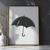Open Umbrella Silhouette in Monochrome A simple black silhouette of an open umbrella against a white background.