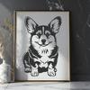 Creative Sitting Welsh Corgi Vector Drawing