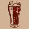 Glass filled with refreshing brew Illustrated glass containing beer, perfect for design and cutting projects.