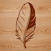 A high-quality digital illustration of a single feather with intricate details.