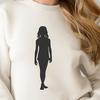 A young girl character in a simple design, suitable for digital cutting machines or vector graphics editing.