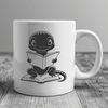 Illustrated Salamander with Book A digital illustration of a salamander reading a book, designed as a vector graphic.