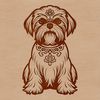 Ornate Sitting Dog Vector Art A stylized illustration of a sitting Shih Tzu with ornate details, suitable for digital design and commercial use.