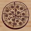A colorful illustration of a classic Italian-style pizza with various toppings.