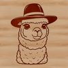 Cute Alpaca in a Hat Clip Art A digital illustration of a smiling alpaca wearing a hat, suitable for crafting and design projects.