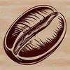 A stylized illustration of a coffee bean.