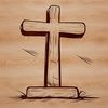 A minimalist design of a Christian crucifix with simple lines and shapes.