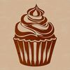 A sweet dessert illustration of a single cupcake with frosting and sprinkles.