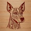 Decorative Dog Head Silhouette Vector art of a Doberman Pinscher, ideal for cutting machines like Cricut or laser cutters, as well as pyrography projects.