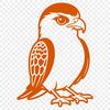Digital Falcon Silhouette Vector Art A digital silhouette of a bird of prey, specifically a falcon, designed as a graphic element.