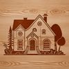An SVG graphic design element featuring a single-family home architecture.