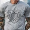 Intricate Heart Artwork A intricately designed heart-shaped mandala created with vector graphics, perfect for cutting machines like Cricut.