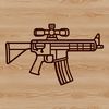 A detailed illustration of a rifle with its components and features accurately represented in vector form.