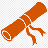 A formal graduation diploma award symbolized by a decorative paper scroll with a ribbon at the top.