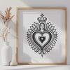 Stylized Sacred Heart Design A stylized illustration of the Immaculate Heart, suitable for religious and spiritual contexts.