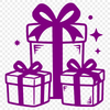 A simple illustrated gift box with a ribbon and bow, designed for digital use in various projects.