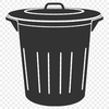 A simple illustration of a metal trash can with a lid on top.