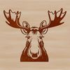 Moose Illustration in Natural Setting A detailed illustration of a North American moose in a natural setting, suitable for digital crafting and design projects.