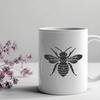 Vector Design Stencil Template A close-up illustration of a busy bee in mid-flight, suitable for gardening projects or vector art designs.