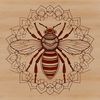 A detailed illustration of a bee with intricate features.