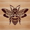 A stylized outline of a bee suitable for digital cutting machines and graphic design.