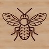 A stylized illustration of a honeybee perched on a flower, created in vector art.