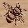 A stylized illustration of a bee in mid-air, suitable for various design applications.