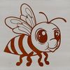 A stylized illustration of a bee in flight.