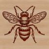 Busy Honeybee Illustration A detailed illustration of a busy honeybee in mid-air, suitable for gardening or craft projects.