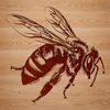 A stylized illustration of a bee in flight, suitable for vector graphic designs.