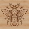 A stylized illustration of a busy bee with intricate details, suitable for vector graphics and digital designs.