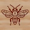 A colorful illustration of a bee on a floral background.