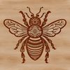 Garden Delight SVG Design A detailed illustration of a busy bee hovering above a flower.