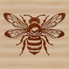 An illustration of a bee with detailed features.