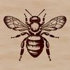 A stylized illustration of a single bee on a transparent background, suitable for digital applications.