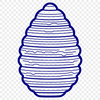 A stylized illustration of a beehive with honeycombs and bees.